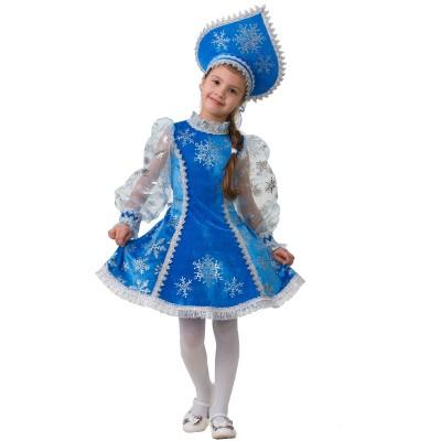 Карнавальный костюм Снегурочка велюр синяя