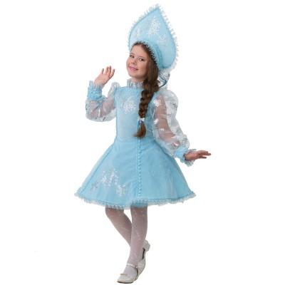 Детский костюм Снегурочка велюр голубая