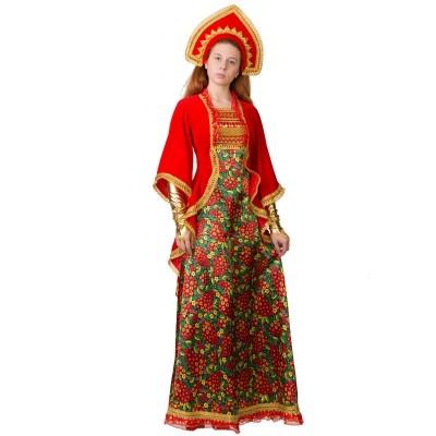 Карнавальный костюм Сударыня хохлома красная 2020