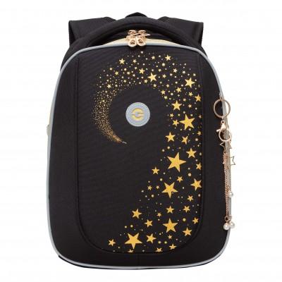 Рюкзак школьный Grizzly RAf-392-4 Звезды-Черный