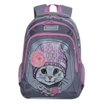 Рюкзак школьный Grizzly RG-162-1 Котенок - серый