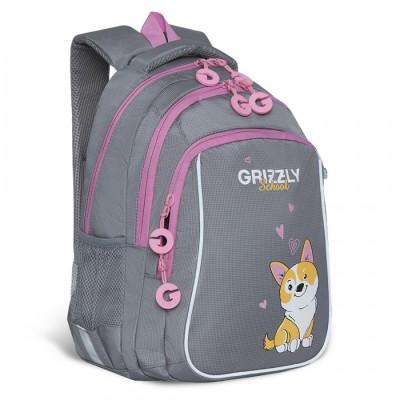 Рюкзак школьный Grizzly  RG-162-3 Собака - Серый