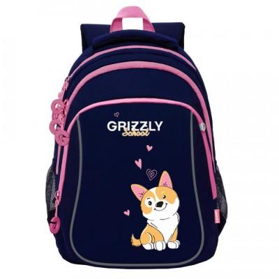 Рюкзак школьный Grizzly  RG-162-3 Собака - Синий