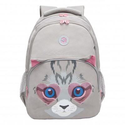 Рюкзак школьный Grizzly RG-360-7 Котик - Светло-серый