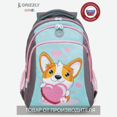 Рюкзак школьный Grizzly RG-361-1 Собака - серый